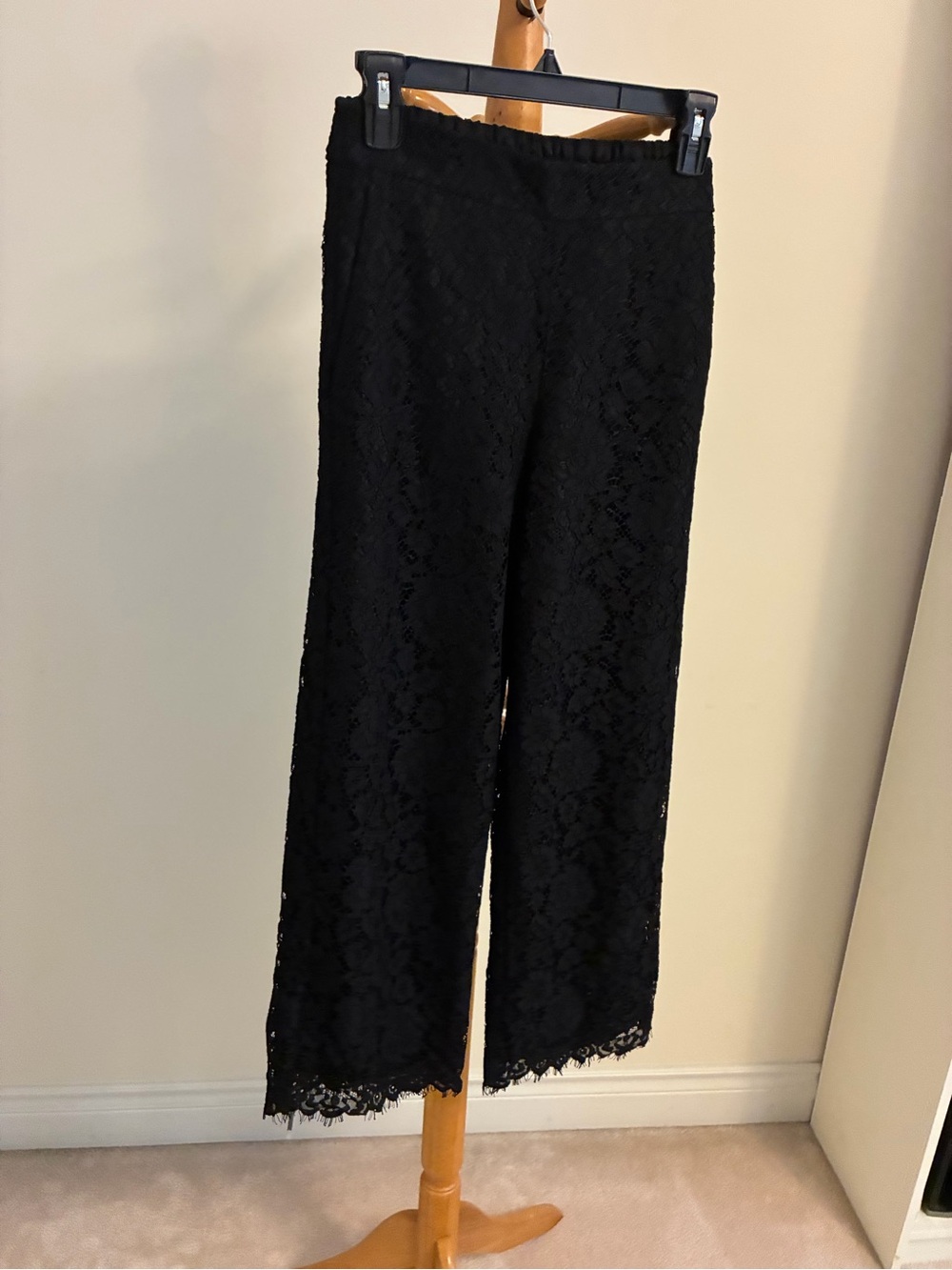 J. Crew Black Lace Elastic Waist Pull-On Pants